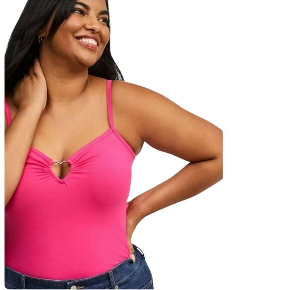 TORRID Plus Size Foxy Hot Pink Heart Ring Cami Tank Top 2X - Picture 8 of 14